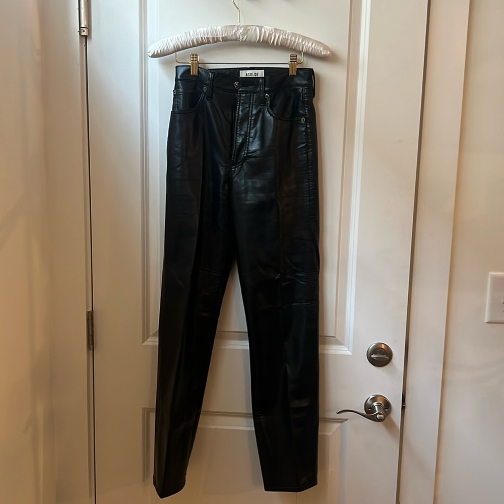 A Goldie leather high-rise boot cut jeans style pants size 24 worn one time